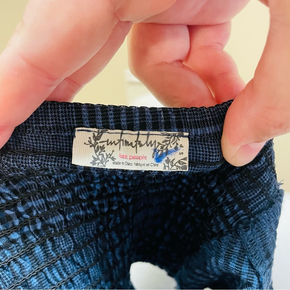 Free People Issa Lifestyle Bralette Blue Plaid V-Neck Crop Top Small - Picture 4 of 5